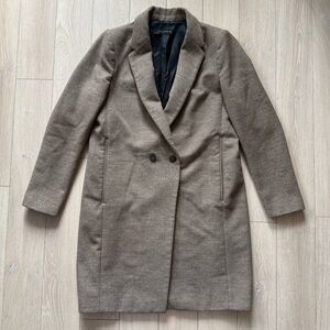 Zara Wool Blend Double-Breasted Long Coat in Light Brown Women’s Size Large